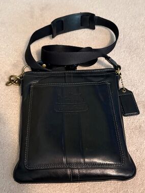 Vintage Coach Heritage Black Leather Crossbody Bag, style #41004